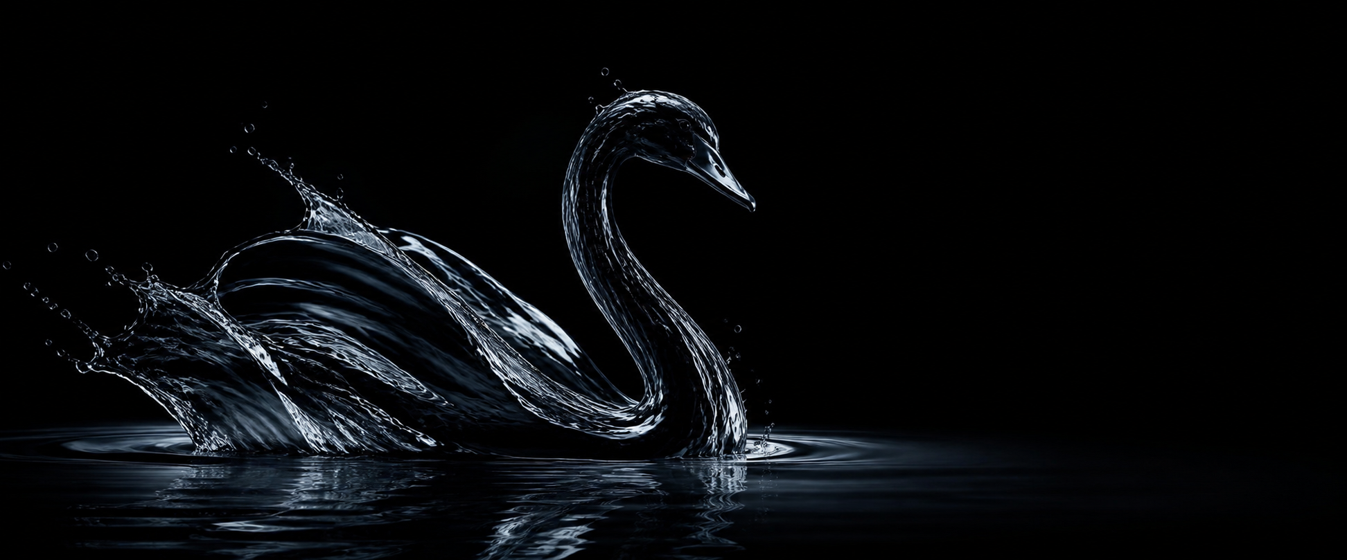 Black Swan emerging from dark water